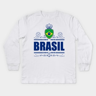 Brazil Football Gifts | Vignete Edition Kids Long Sleeve T-Shirt